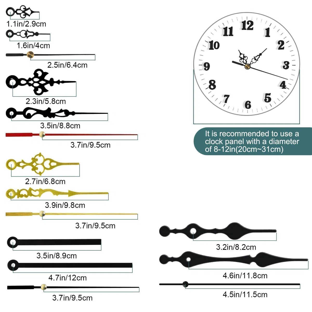 EEEKit Meccanismo Orologio a Pendolo, Meccanismi per Orologi, 2 PCS Movimento Orologio da Parete al Quarzo con 5 Lancette per Riparazione