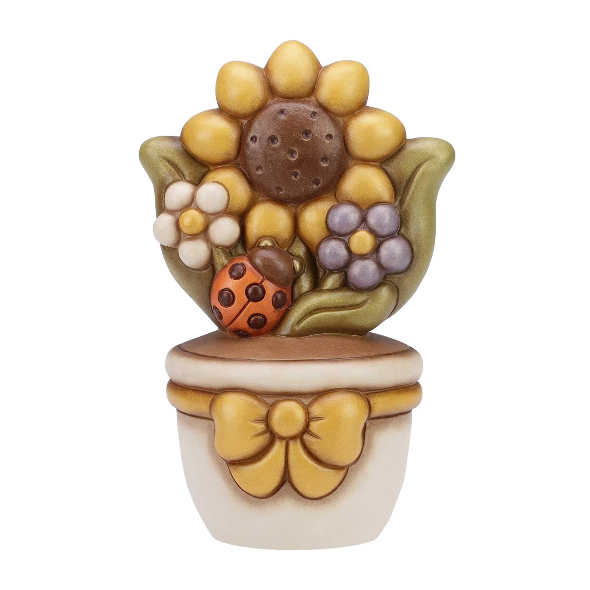 THUN - Vasetto Soprammobile con Girasole - Living, Arredare la casa - Idea Regalo - Ceramica - h 25 cm - Formato Grande