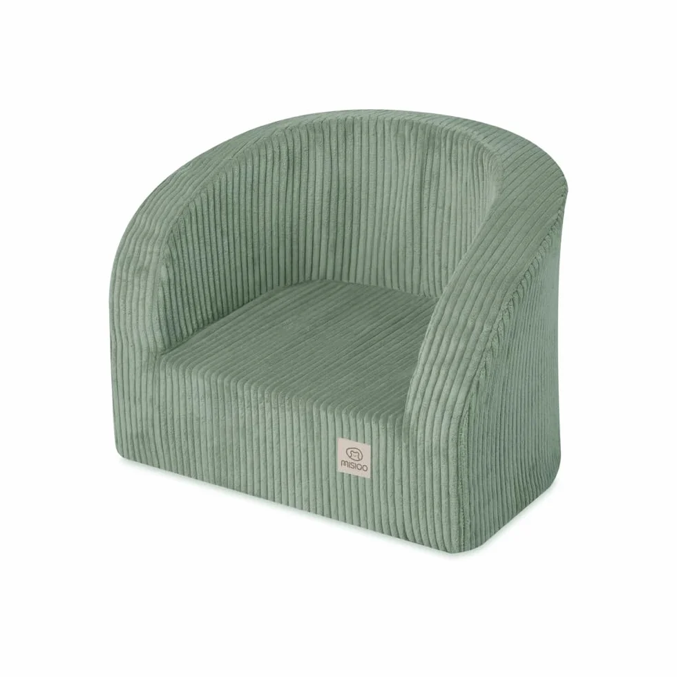 MISIOO Poltrona Infantile Scandinava Premium per Bambini, Stabile e Morbida, Imbottitura Ergonomica, 40 x 53 x 36 cm, Verde