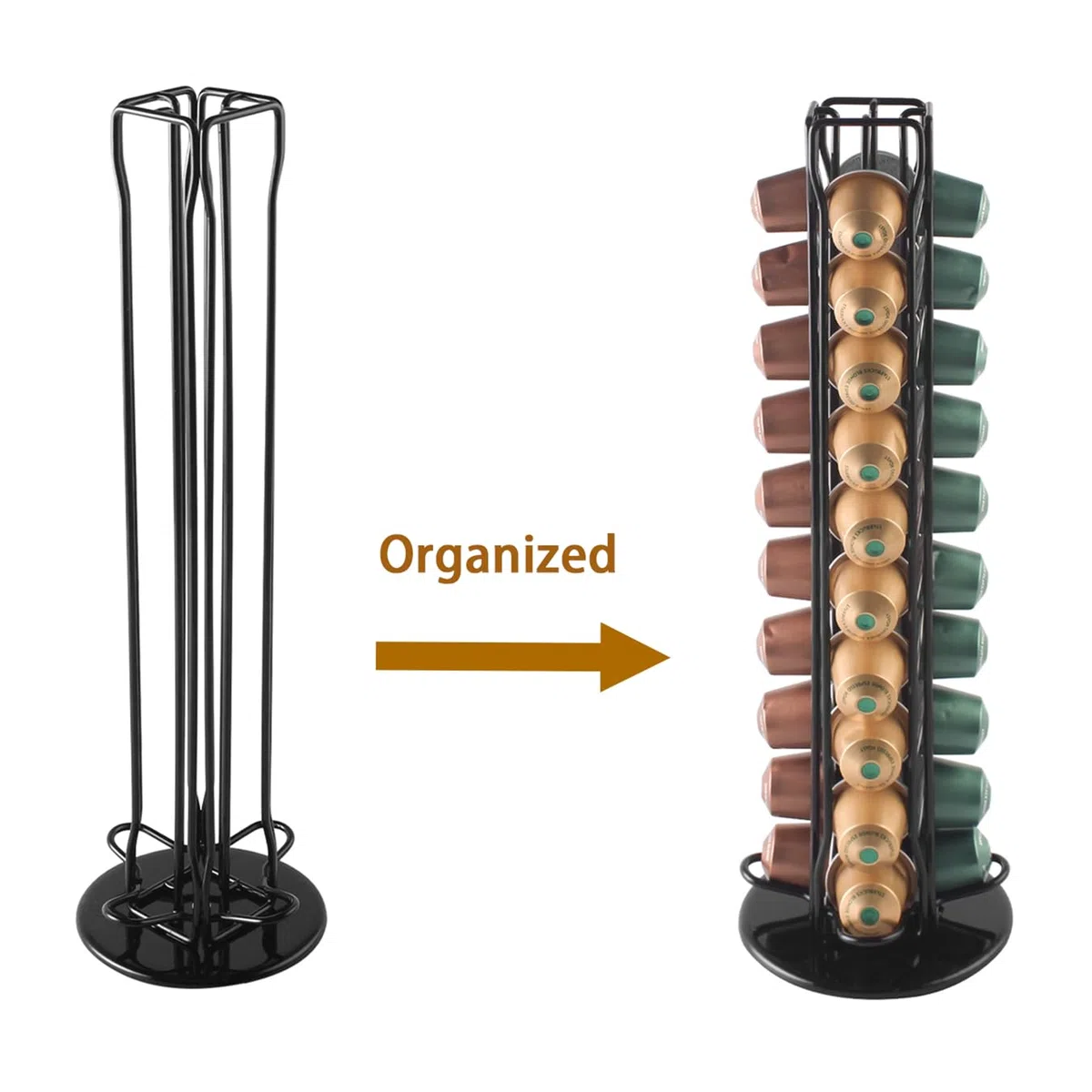 SEVENLINE Supporto per cialde di caffè compatibile con cialde Nespresso originali, organizer per 40 capsule (nero)