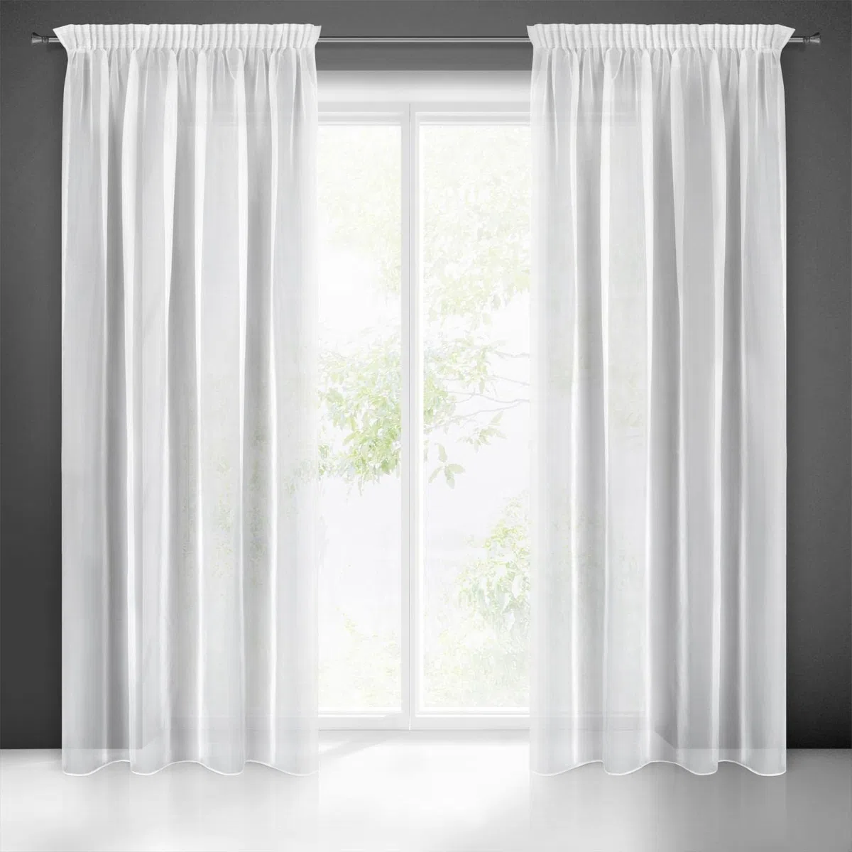 Eurofirany LUCY Tenda in Voile, Tenda Trasparente con Fettuccia Arricciatenda - 1 Unità, Camera da Letto, Soggiorno, Cucina, 140 x 270cm, Bianco (100% poliestere)