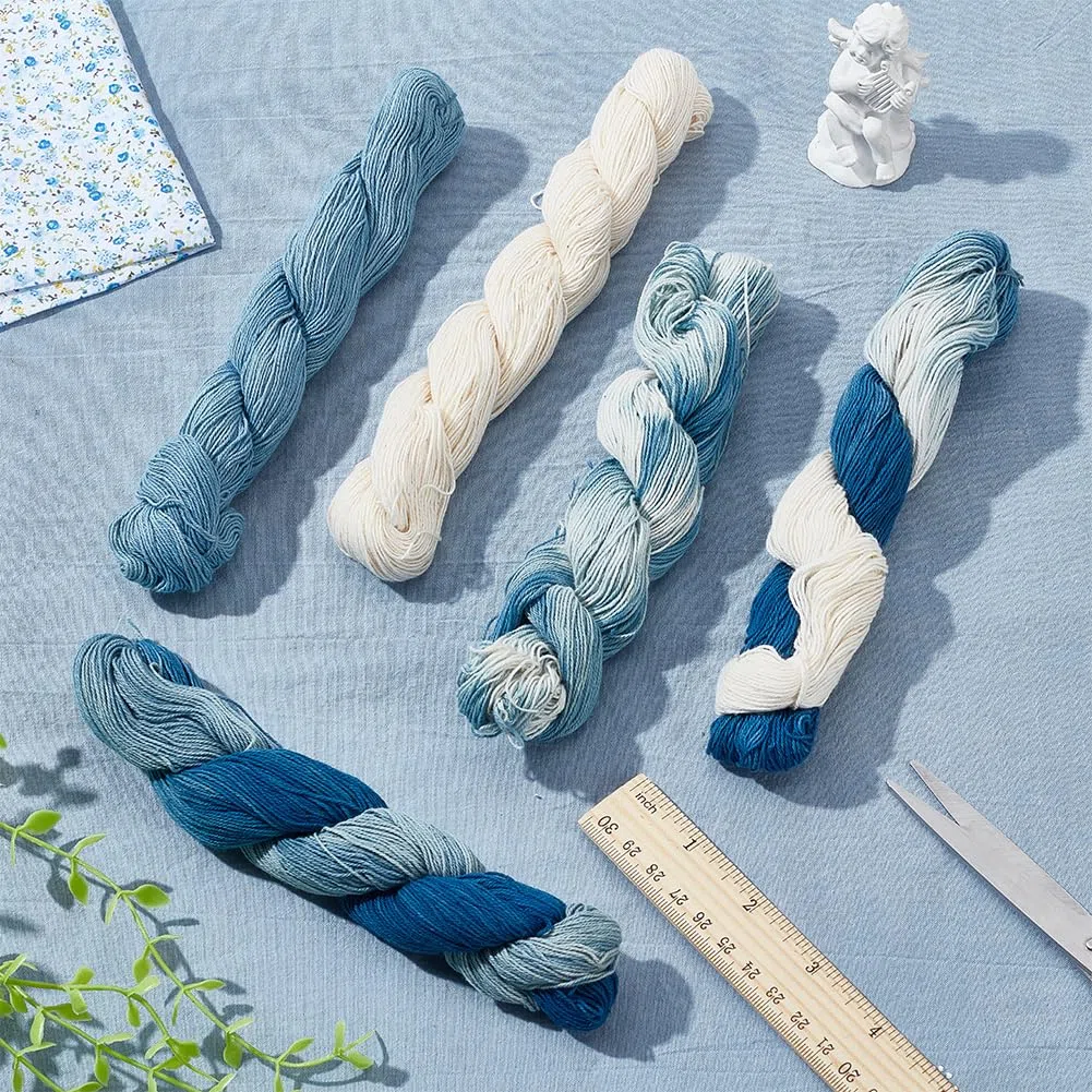 FREEBLOSS Filo Sashiko Kit 5 pz. Matassa Sashiko 110 iarde*5 colori Filo Da Ricamo In Cotone Sashiko Tinto con Piante Naturali