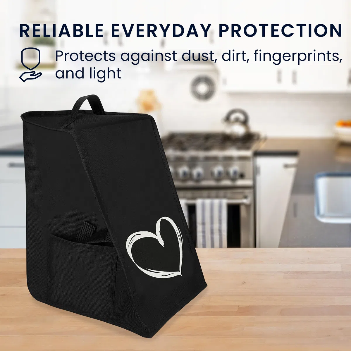 kwmobile Cover Protettiva Compatibile con Thermomix TM7 - Copertina Antipolvere Cooking Blender Cuore bianco/nero