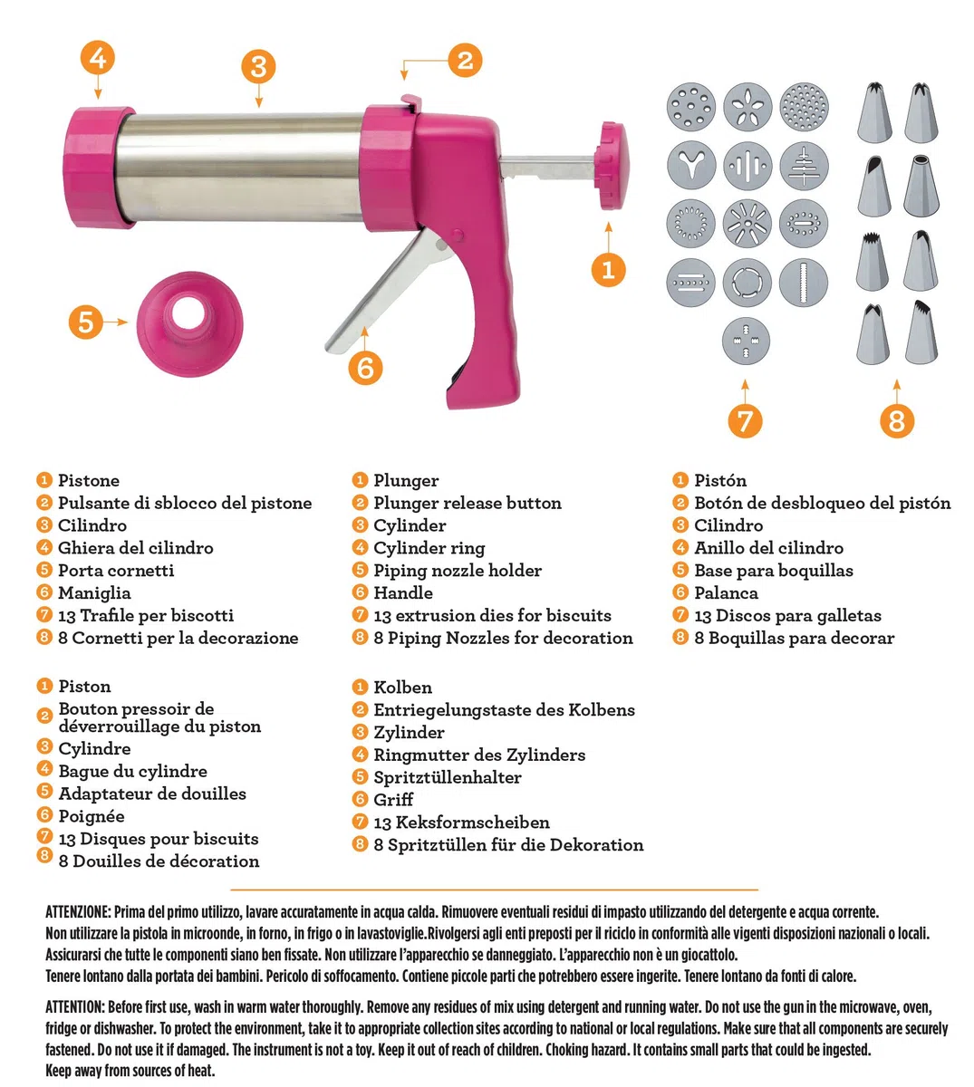 Decora 0142010 Pistola Per Biscotti Con 13 Trafile E 8 Beccucci