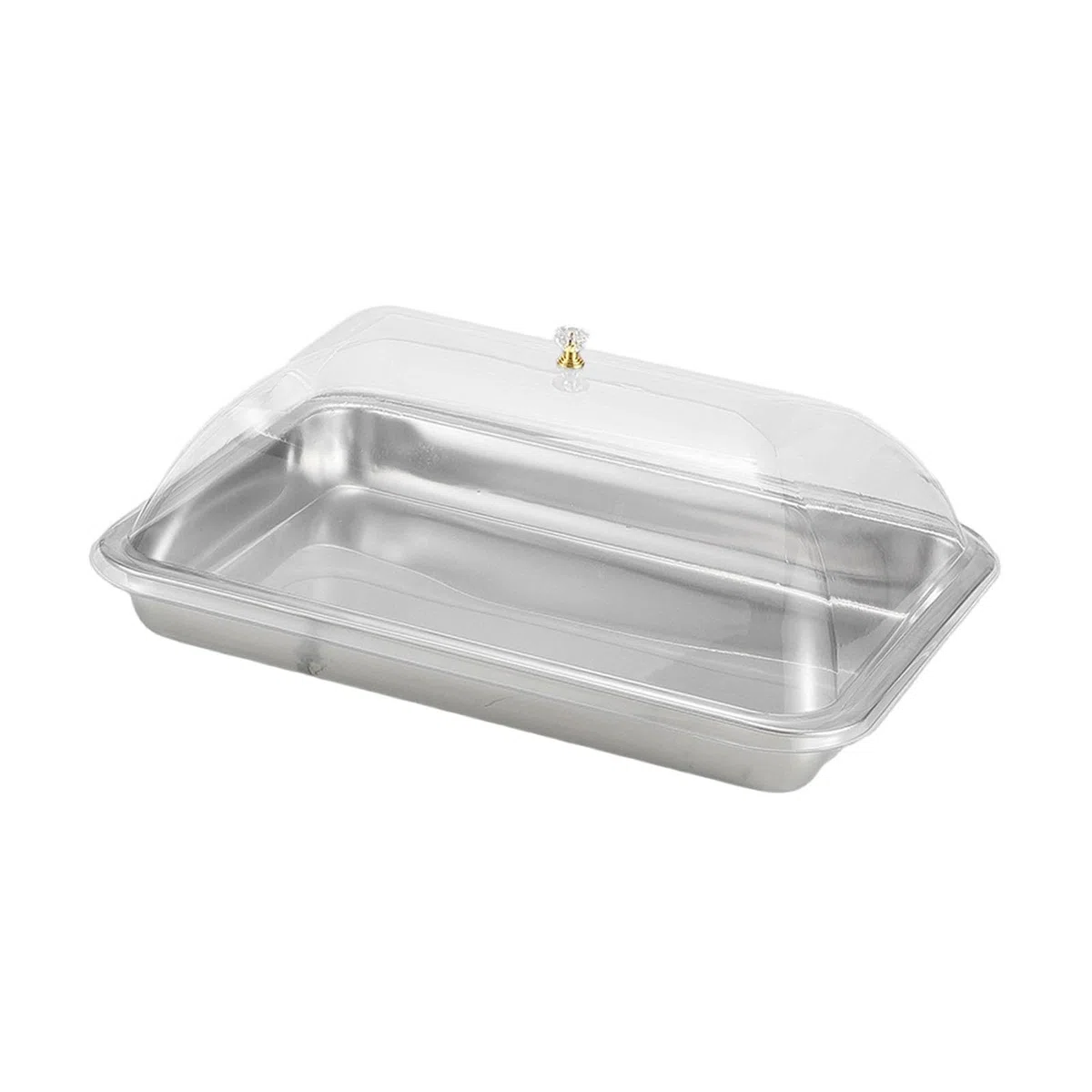 Baoblaze Vassoio da portata in acciaio inossidabile con coperchio a cupola, vassoio da portata rettangolare antipolvere per alimenti, per sala da pranzo, 40x30x5 Cm