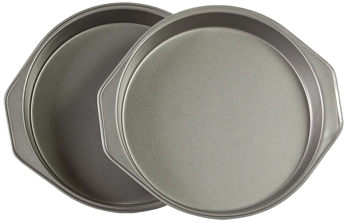 Amazon Basics Teglia antiaderente da torta Rotondo in acciaio al carbonio, 22.8 cm, confezione da 2, Grigio