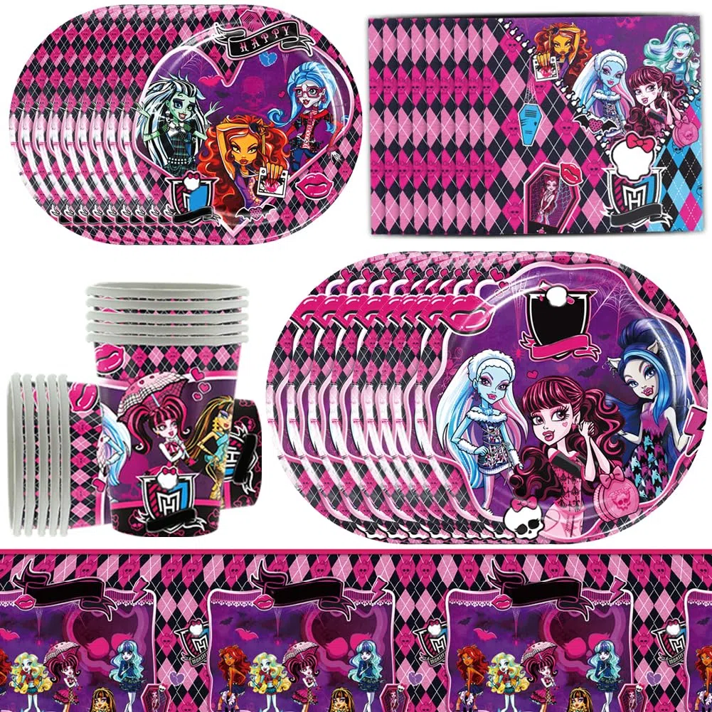 81pcs Monster Stoviglie Per Feste di Compleanno, Monster Forniture Per Feste Di Compleanno, Piatti, Tazze, Tovaglioli, Tovaglie,Stoviglie Piatti Festa Per Bambini -10persone