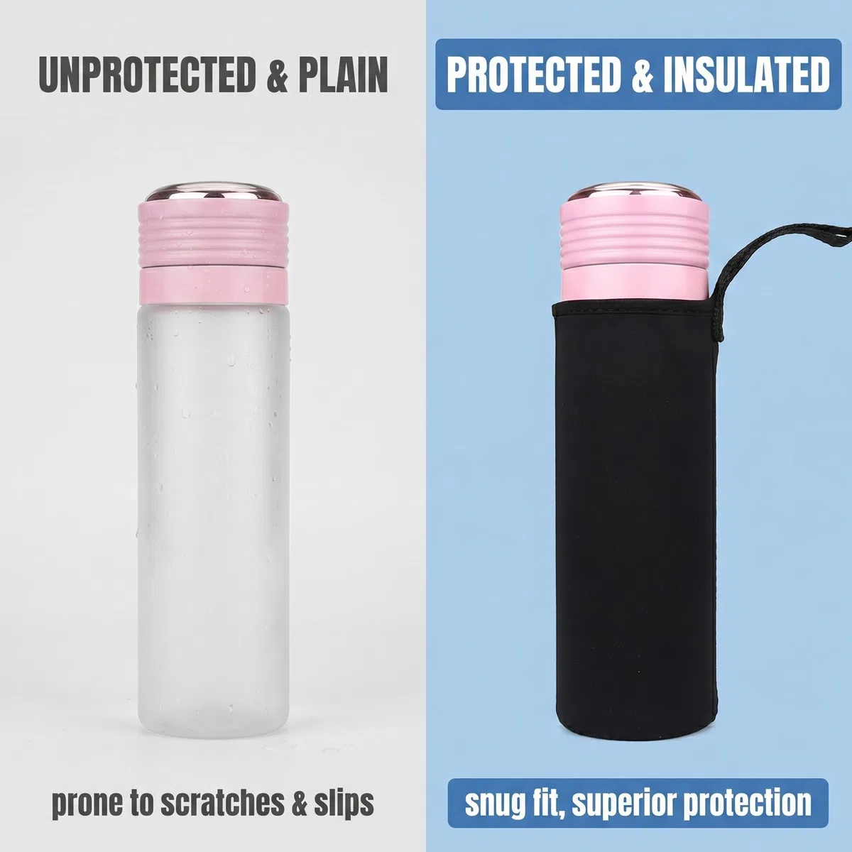 2 portabottiglie d'acqua in neoprene, custodie termiche per bottiglie d'acqua da 550 ml