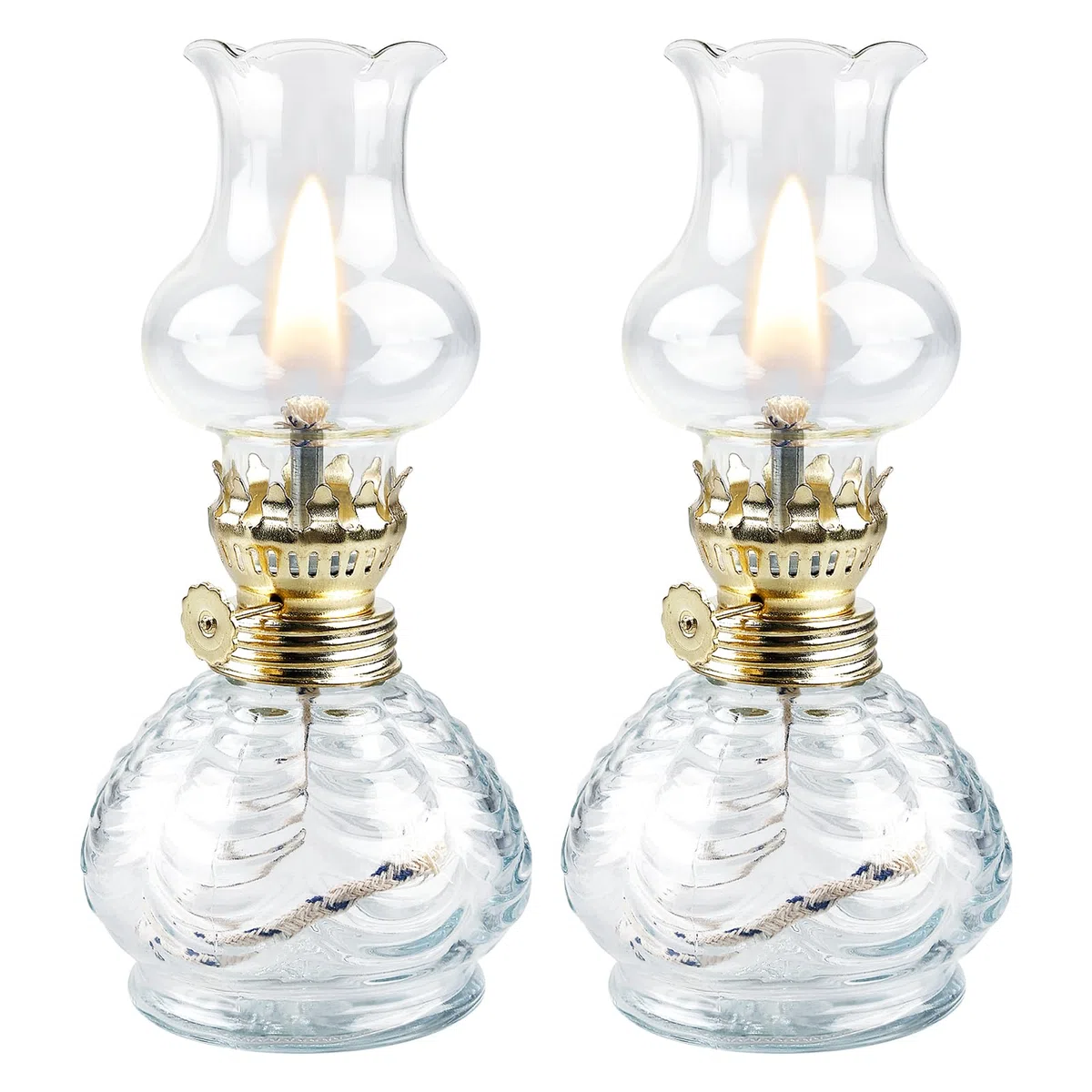 Lampada a Olio, 2 Lanterne a Petrolio in Vetro, Retro Nostalgia Trasparente, Luminosità Regolabile per Soggiorno, Sala da Pranzo