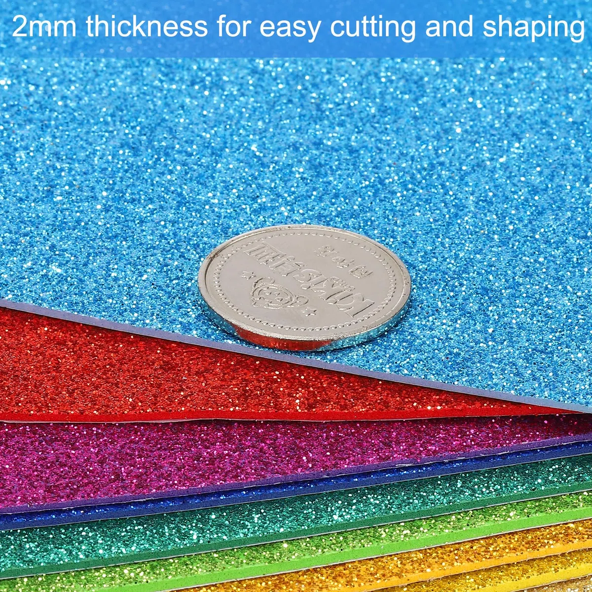 PATIKIL Foglio Schiuma Glitterata Eva Arancione 11" x 8" Spesso 2mm Spessore Eva Schiuma Adesivi Fogli Gomma Feltro Glitterato Scintillante per Progetti Fai da Te, 20Pz