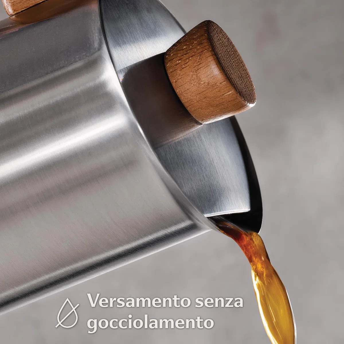 Cosumy Caffettiera Induzione Moka 300ml - Tutti gli tipi di fornelli - 6 Tazze - in Acciaio Inox e Quercia Sostenibile - Manico Anti Scottatura - Express Caffettiera