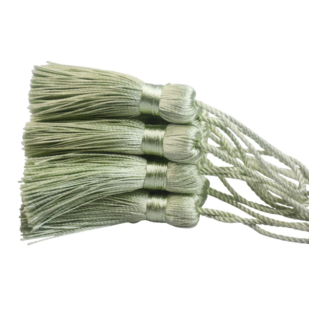 Makhry - 20 pezzi di nappe fatte a mano setose mini artigianato con cavo da 2 pollici, fiocco e piccolo nodo cinese per orecchini, segnalibri, accessori per lavori fai da te (Verde erba)