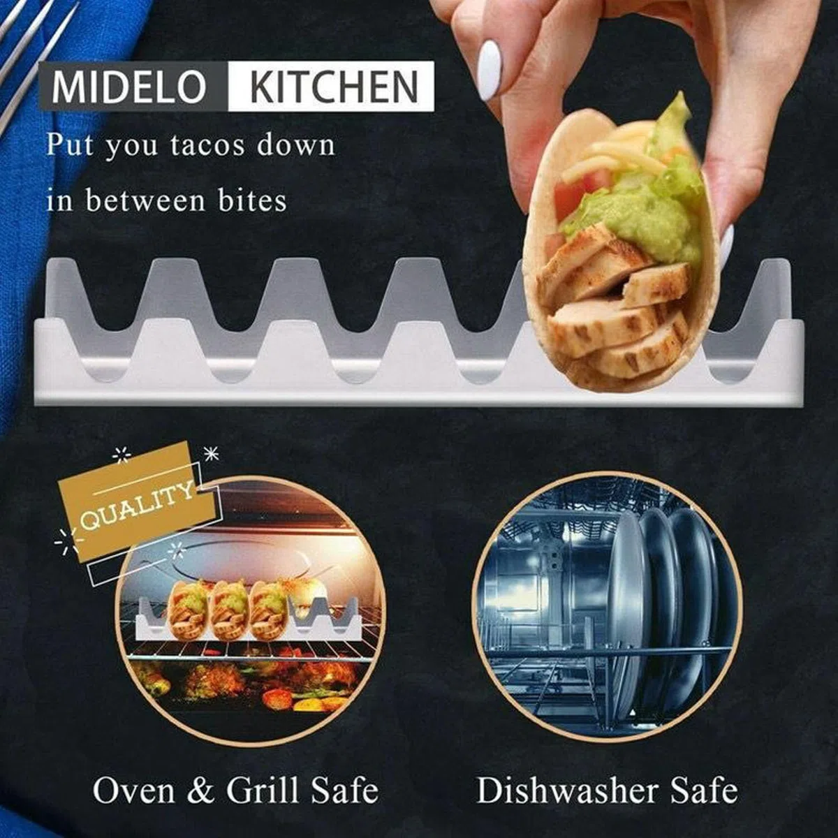 Raguso Porta Taco , 6 Griglie Porta Taco Resistente alla Corrosione in Acciaio Inossidabile Facile da Usare Antiruggine per Cucina
