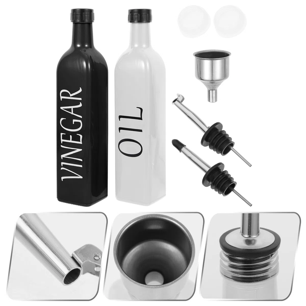Set di Dispenser per Olio e Aceto in Vetro Dosatore, Design Unico e Stile Raffinato, Multifunzione per Cucina, Mantiene le Spezie Fresche