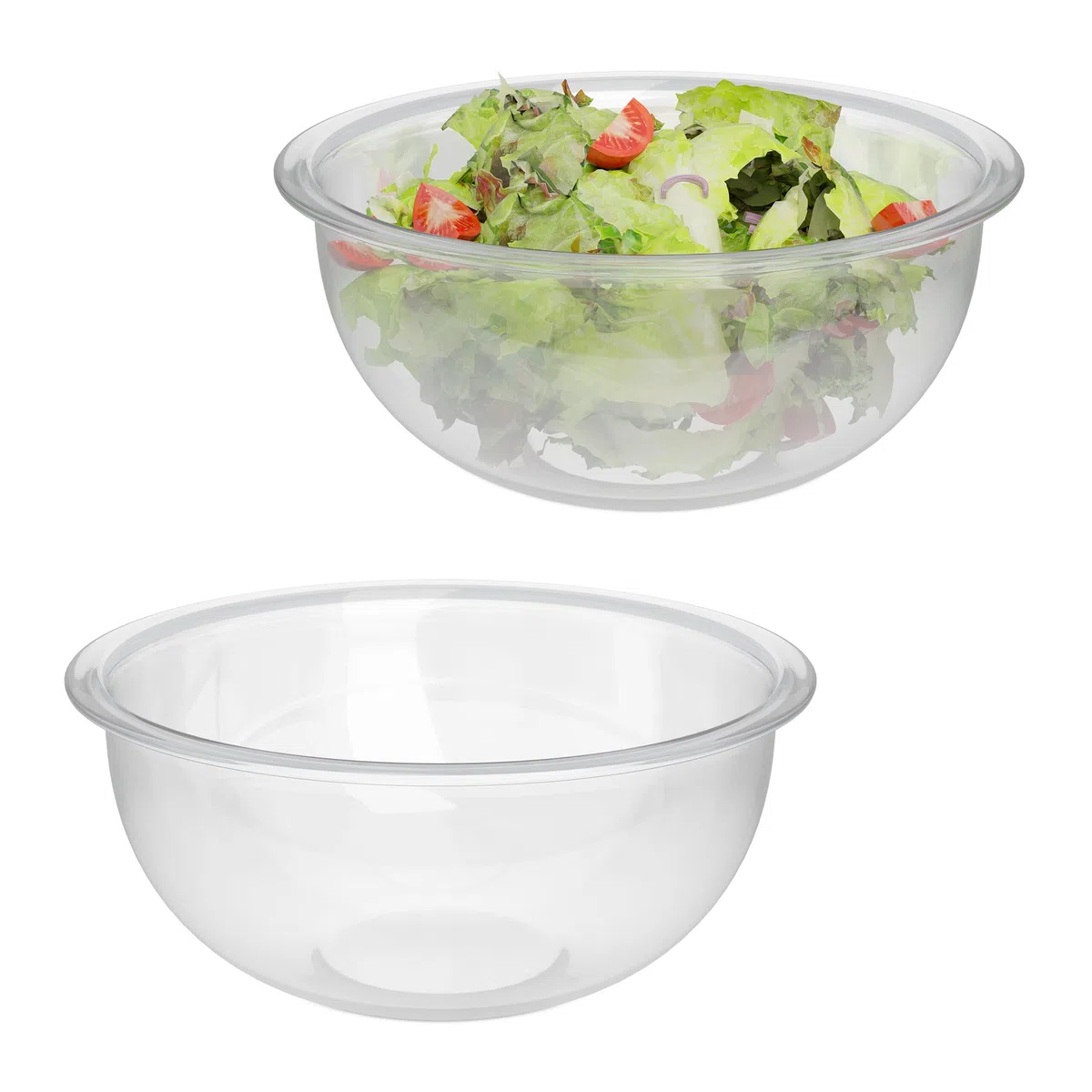 Relaxdays Set da 2 Ciotole in Vetro per Insalata, Scodelle Rotonde da Cucina, Insalatiere da 2,4 Litri, Trasparenti