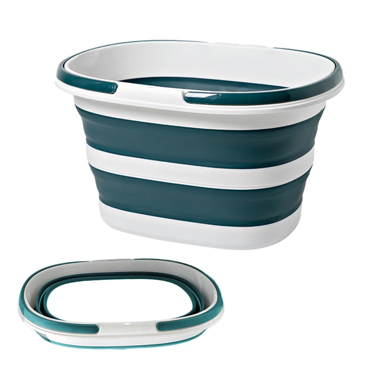 Secchio Pieghevole 16L con Manici,Secchio per Pulizie Silicone Richiudibile Salvaspazio, Catino per Bucato, Secchiello, Silicone Lavabo, per Campeggio,Viaggio,Pesca,Camper,Pulizia della Casa (Blu)