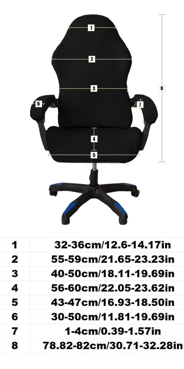 4 Pezzi Rivestimento per Sedia da Gioco,Elastico Ispessito,Copertura per Sedia da Gaming,Copri Sedia Gaming,Coprisedia da Gioco,con Cerniera,Adatto per sedie da Computer,sedie da Gioco (Nero)
