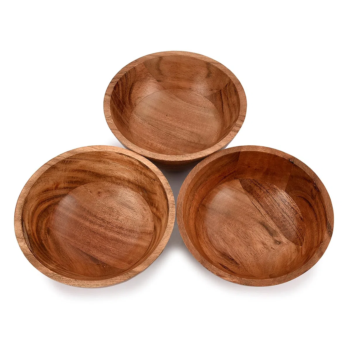 Acacia - Set di 3 ciotole in legno per piatti da cucina per intrattenimento, piccole ciotole da snack, da cucina, da servire in legno (15,24 cm x 15,24 cm x 6,98 cm)