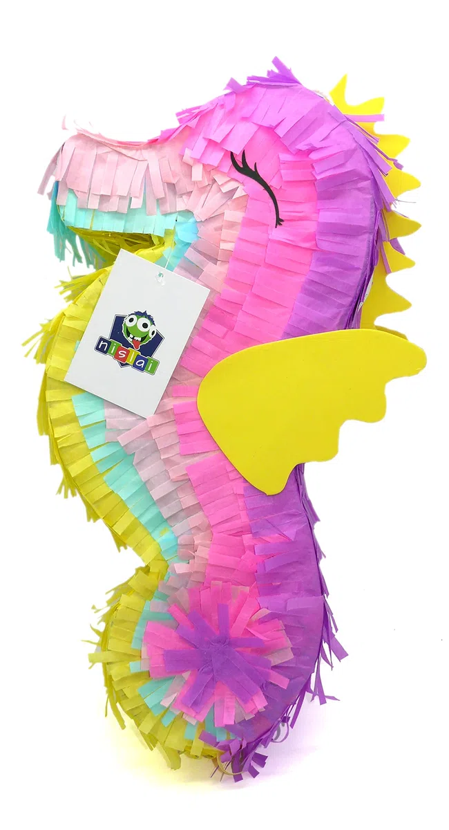 Kit piñata cavalluccio marino | per festa di compleanno ragazza | Regalo di compleanno o festa decorativa (mini) 40 x 20 x 10 cm con bastone e maschera
