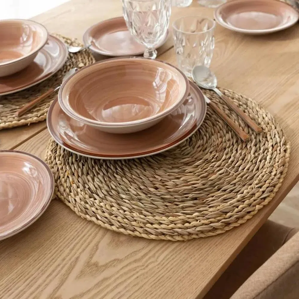 MGE - 4x Tovagliette Rotondi da Tavola - Sotto Piatti da Tavola in Vimini - Set di 4 Tovagliette Pranzo - Sottopiatti Rotondi Eleganti - Sottopiatto Rotondo - Tovagliette Rotonde