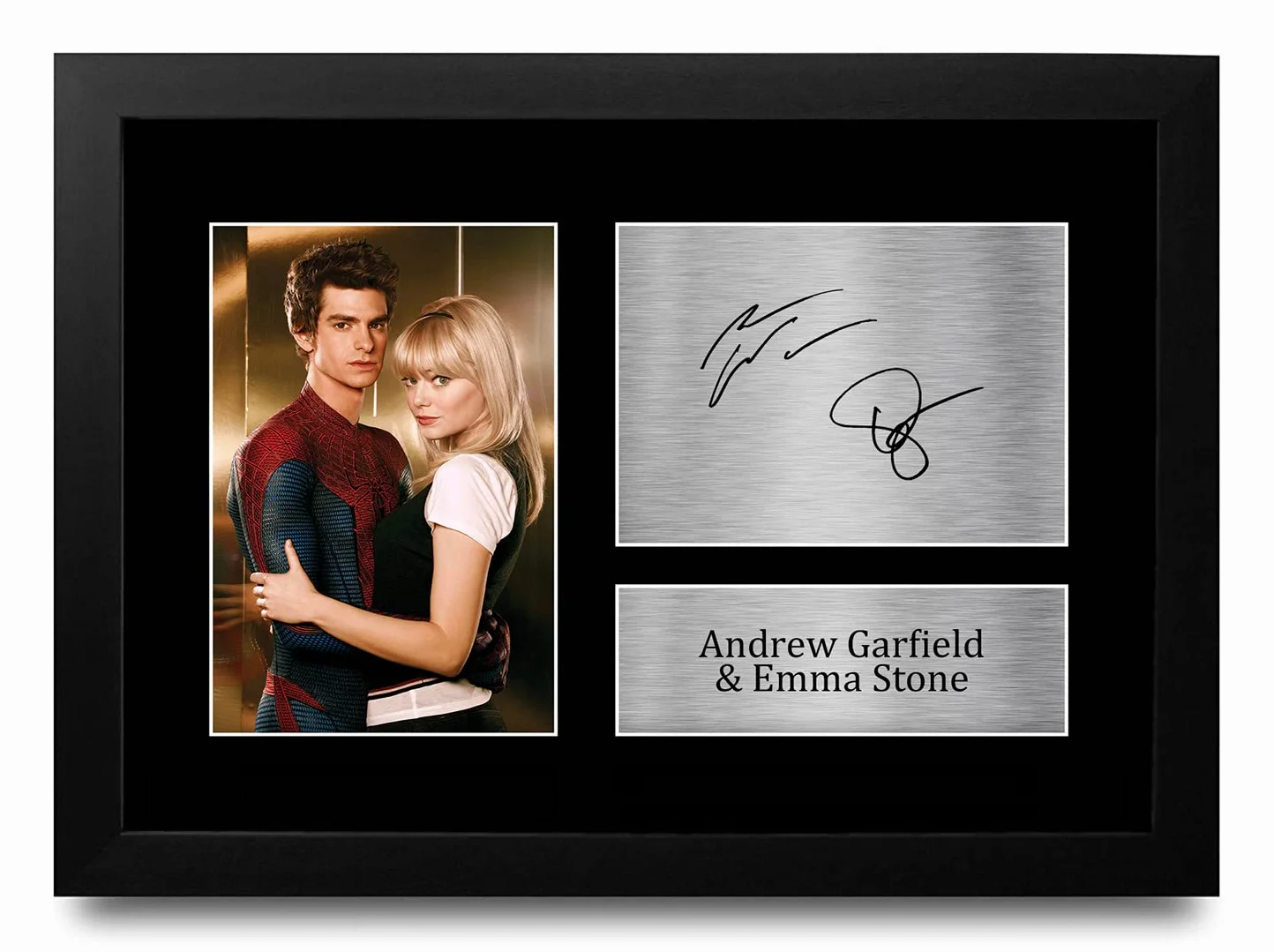 HWC Trading FR A4 Andrew Garfield & Emma Stone Spider-Man Regali Stampati Autografo Firmato Immagine Per Gli Appassionati Di Memorabilia Di Film - A4 Framed