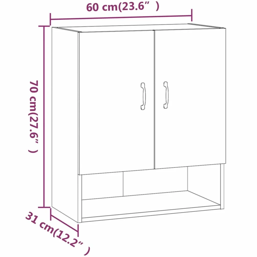 vidaXL Armadietto a Muro Bianco 60x31x70 cm in Legno Multistrato