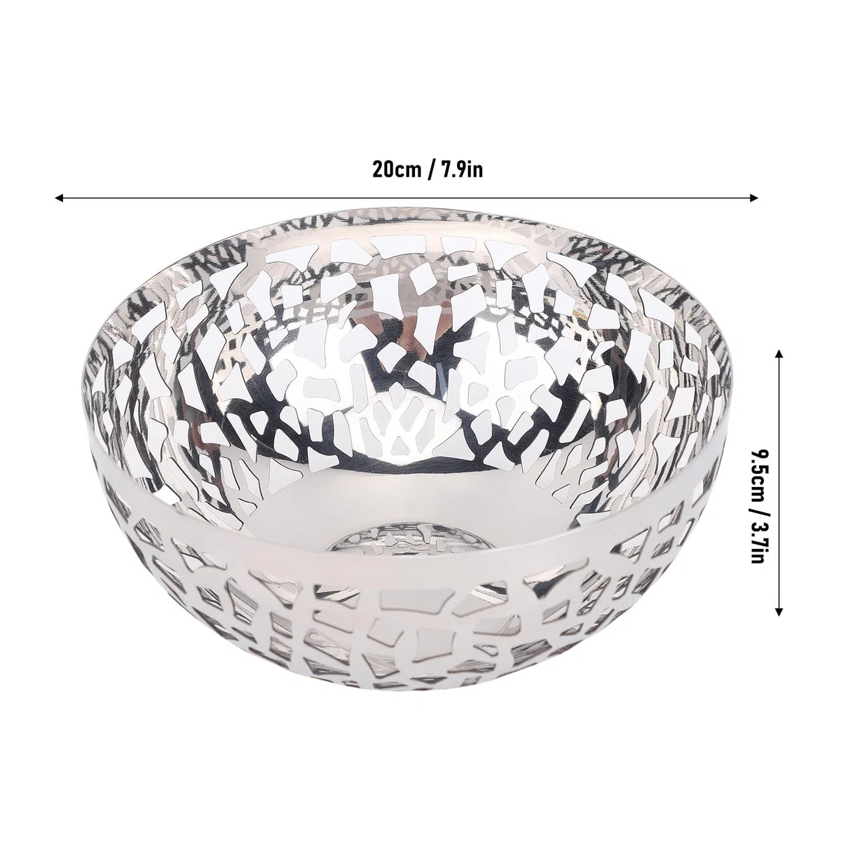 SIXRUN Porta di Ciotola da Frutta in Acciaio Inossidabile Grande Cesto Decorativo Moderno per Controsoffitto da, Organizzatore per Frutta e Verdura con Ampio Design a Livello di (20 cm)
