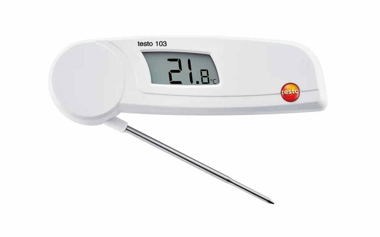 Testo 0560 0103 103, Termometro pieghevole, lunghezza: 11 cm, piccolo, classe IP55, batterie incluse
