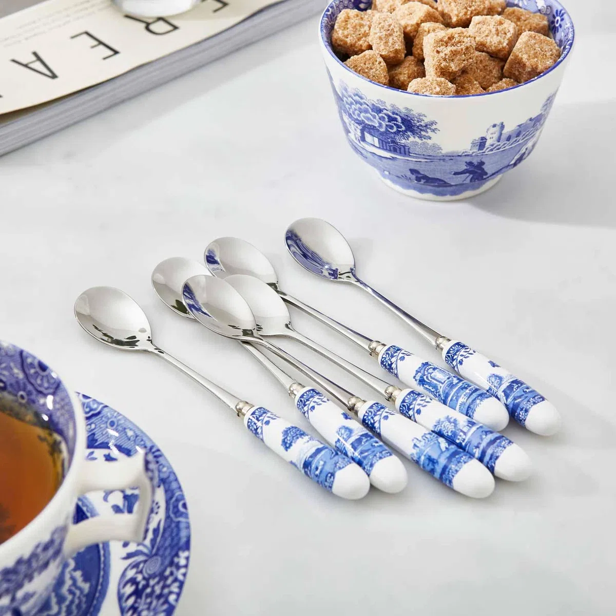 Blue ItalianSpode Set di 6 cucchiaini da tè (terracotta/acciaio inossidabile)