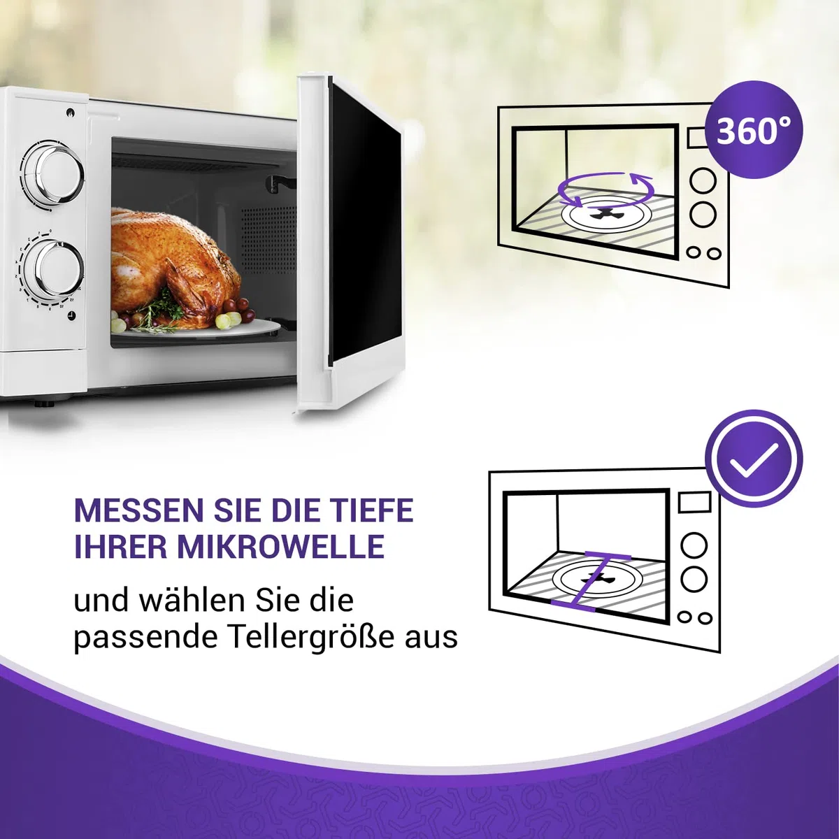 Piatto girevole per forno a microonde Bosch 11002491 Ø 255 mm, piatto girevole di ricambio per forno a microonde, piatto in vetro universale