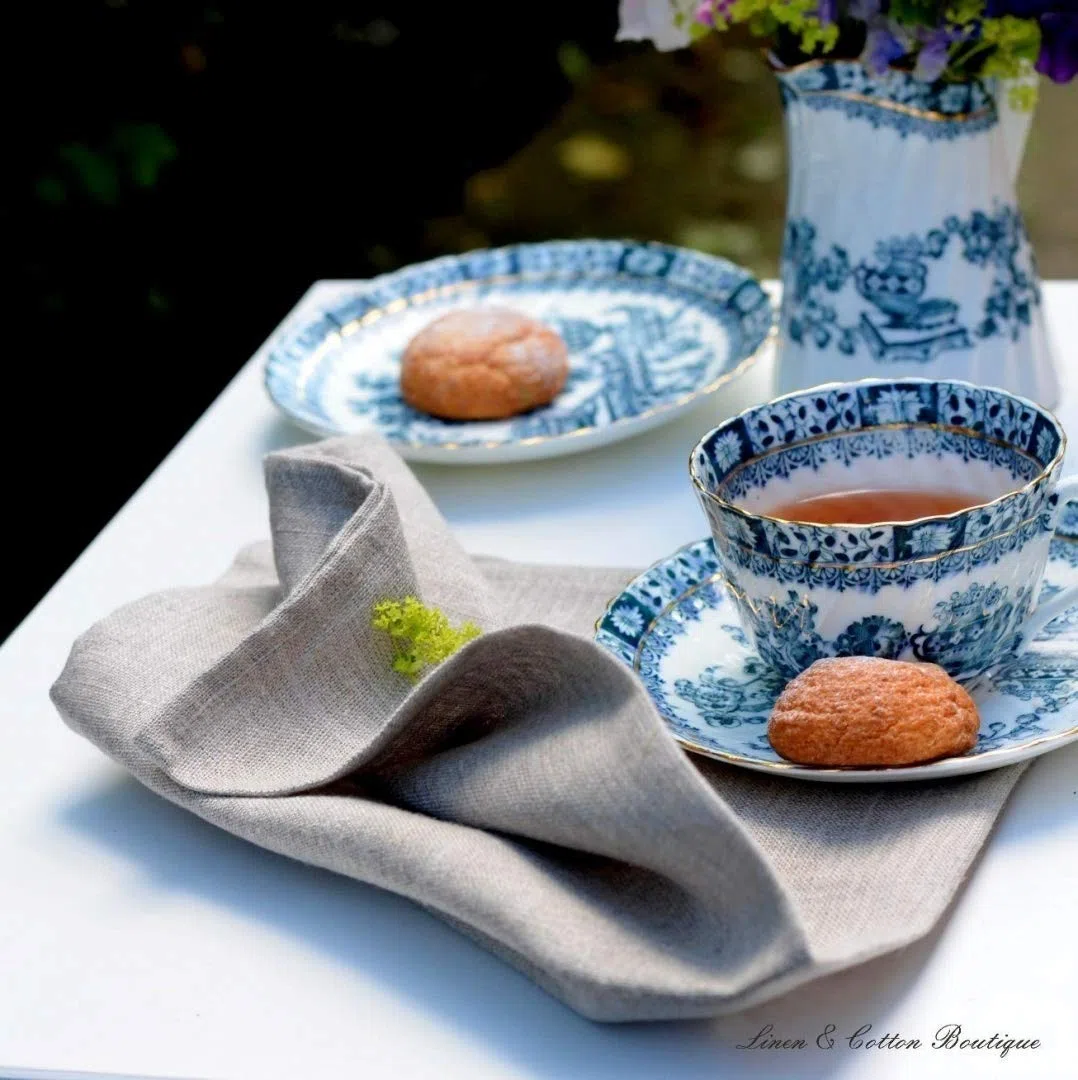 Linen & Cotton Set di 4 Tovaglioli in Stoffa Anabella, 100% Lino - Beige/Naturale (47 x 47cm)