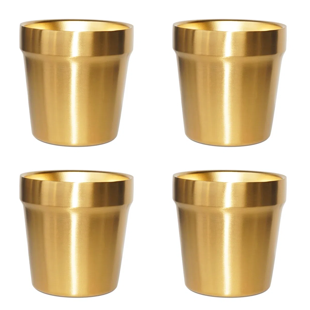 Youda Bicchieri in Acciaio Inox(Set di 4, Oro) Impilabili, Tazza da caffè/Tazza da tè/Bicchieri da Birra per Abbattere, Per i viaggi, Outdoor, Camping e tutti i giorni, 6oz(175ml)