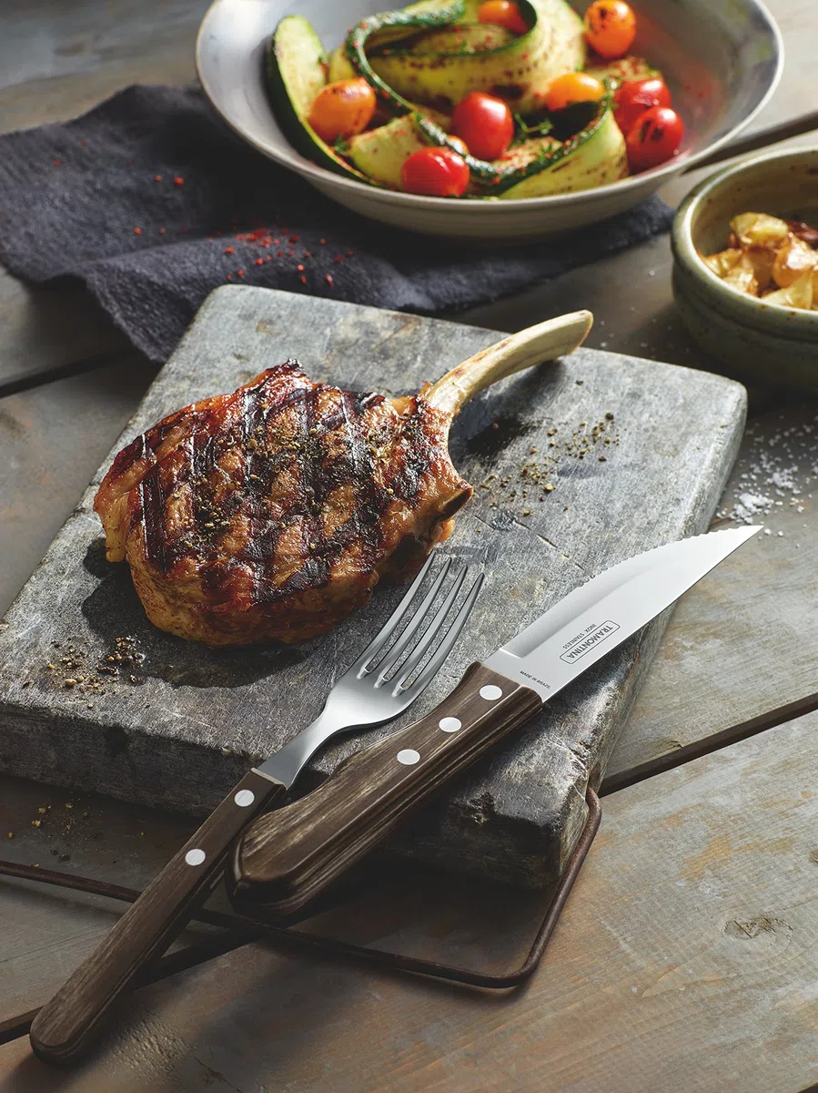 Tramontina Set di Coltelli Jumbo da Carne/BBQ Polywood 12 cm 4 pezzi