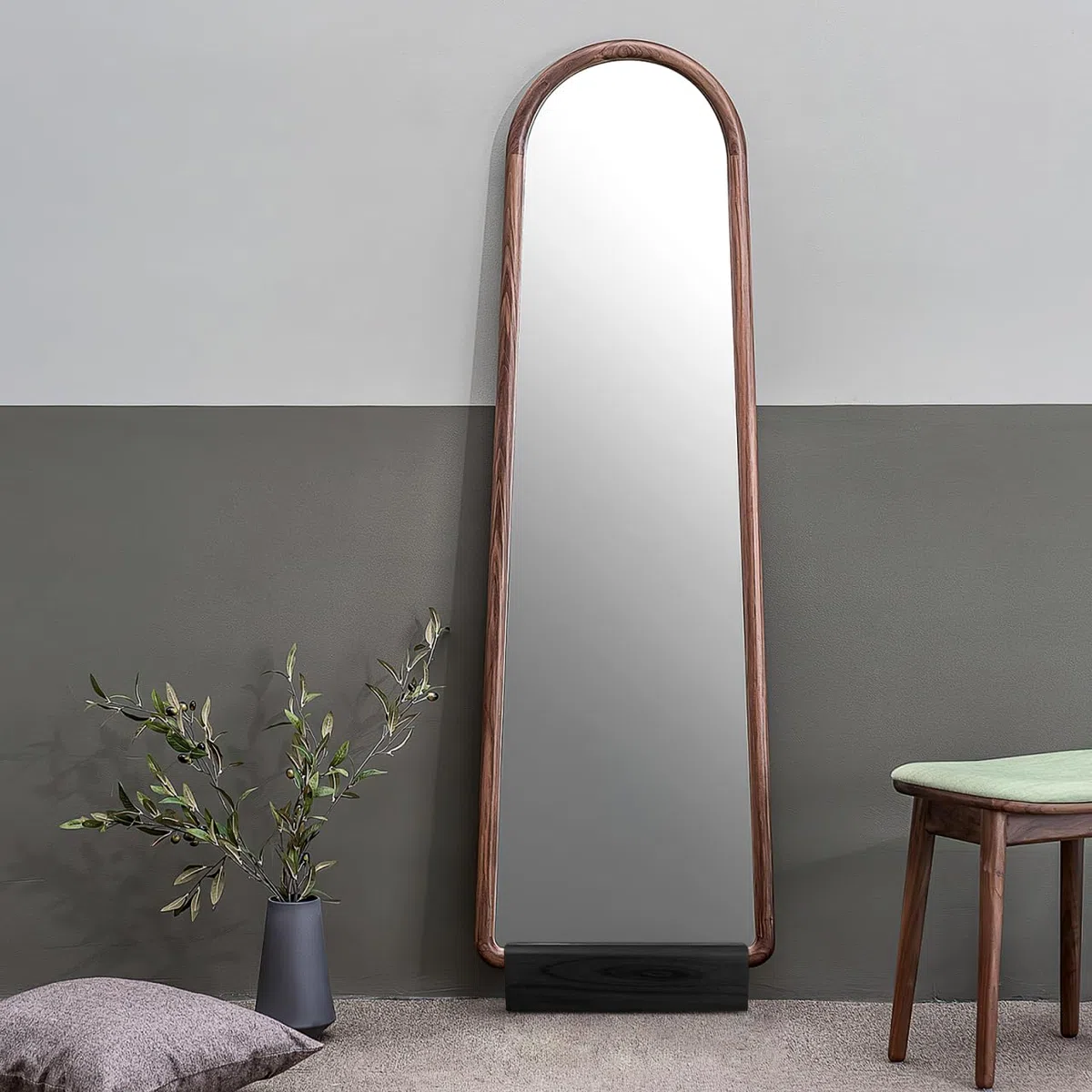 Angoily Cavalletto per specchio da trucco, supporto per specchio da pavimento, senza cornice, supporto per specchio in legno