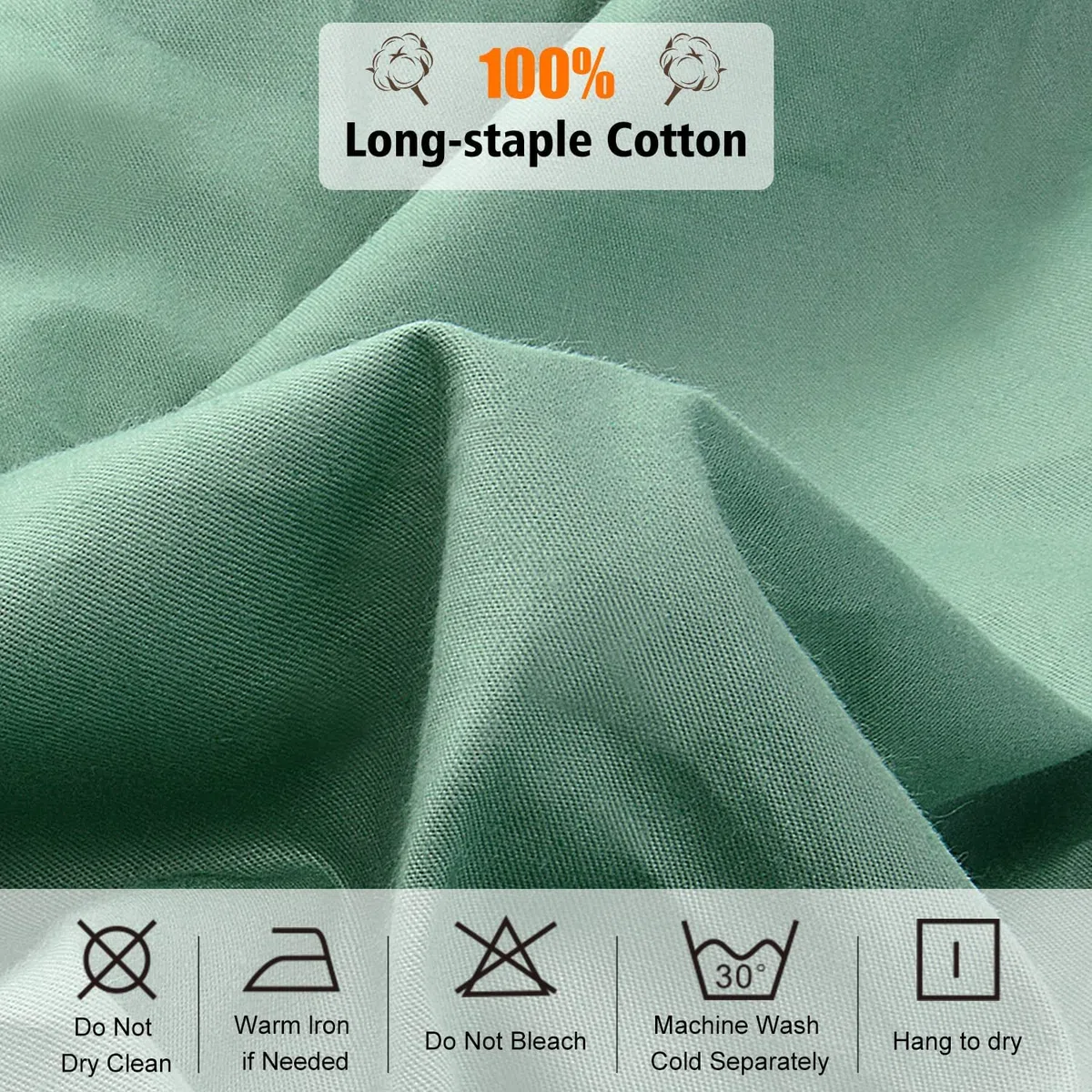 Lirex Lenzuolo Piatto, 150 x 200 cm 100% Cotone 300 Fili Morbido Traspirante Fitted Sheet, Verde Chiaro