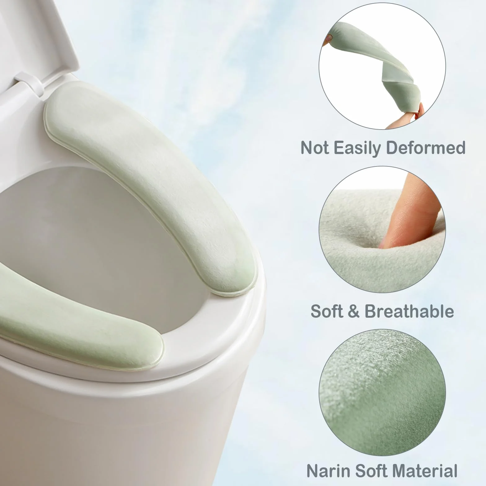 Copriwater spesso ed elastico, lavabile e riutilizzabile, con chiusura a strappo su entrambi i lati per un facile fissaggio, tappetino imbottito con spugna spessa per un maggiore comfort (verde)