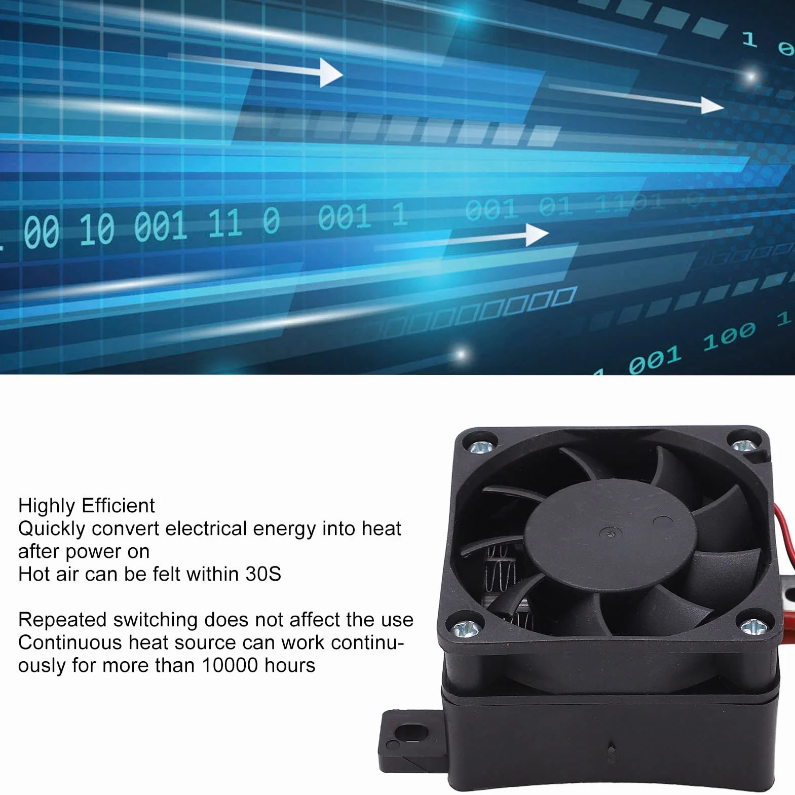 Mini Termoventilatore PTC, 12 V 50 W ± 25%, Riscaldamento Rapido Ed Efficiente, Design Compatto, Resistente Alle Alte Temperature, con Tecnologia di Riscaldamento Termostatico in