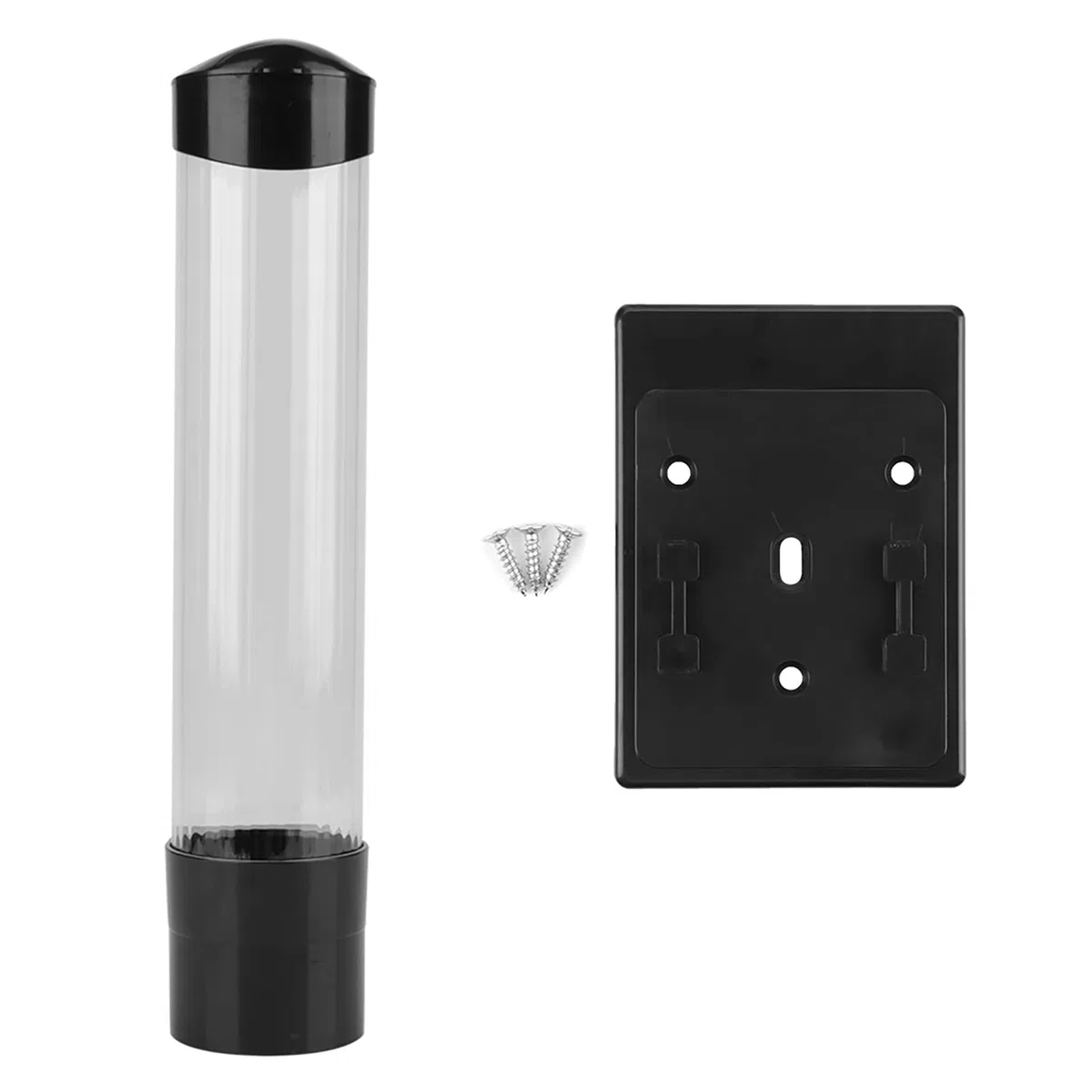 Distributore di Bicchieri di Plastica Usa e Getta, ABS e PC Trasparente, Montaggio a Parete, 9x38 cm, 292g
