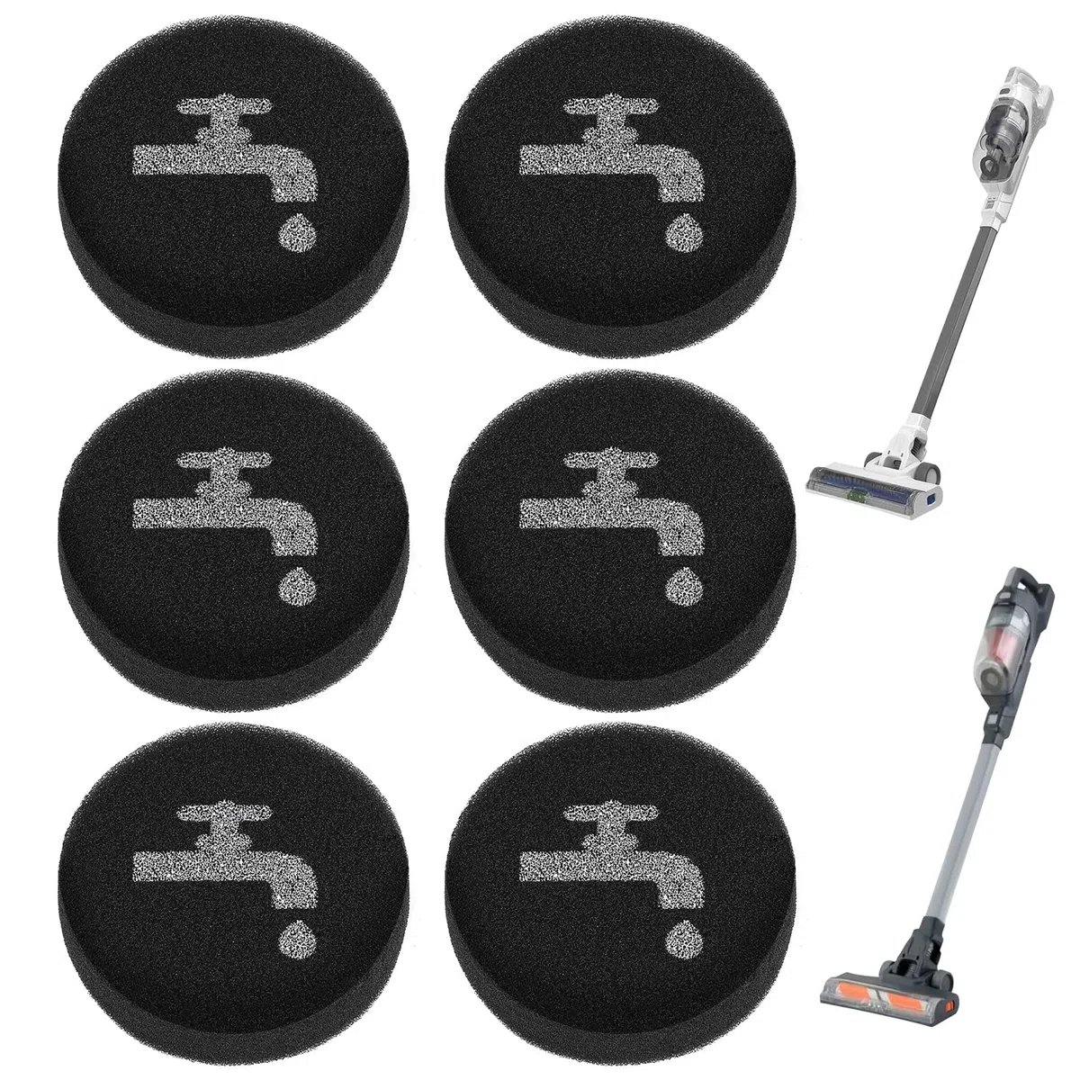 6 filtri in spugna compatibili con BLACK+DECKER POWERSERIES+ 16V/20V Cordless Stick modelli BHFEA420J BHFEA520J BHFEA18D1, parte di ricambio BHFEAF1, accessori per aspirapolvere, facili da installare