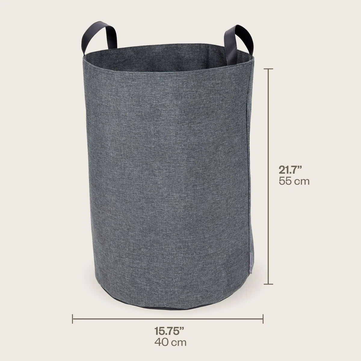 Bigso Soft Floor Storage Bin, Grey, polyester, 40 x 40 x 55 cm