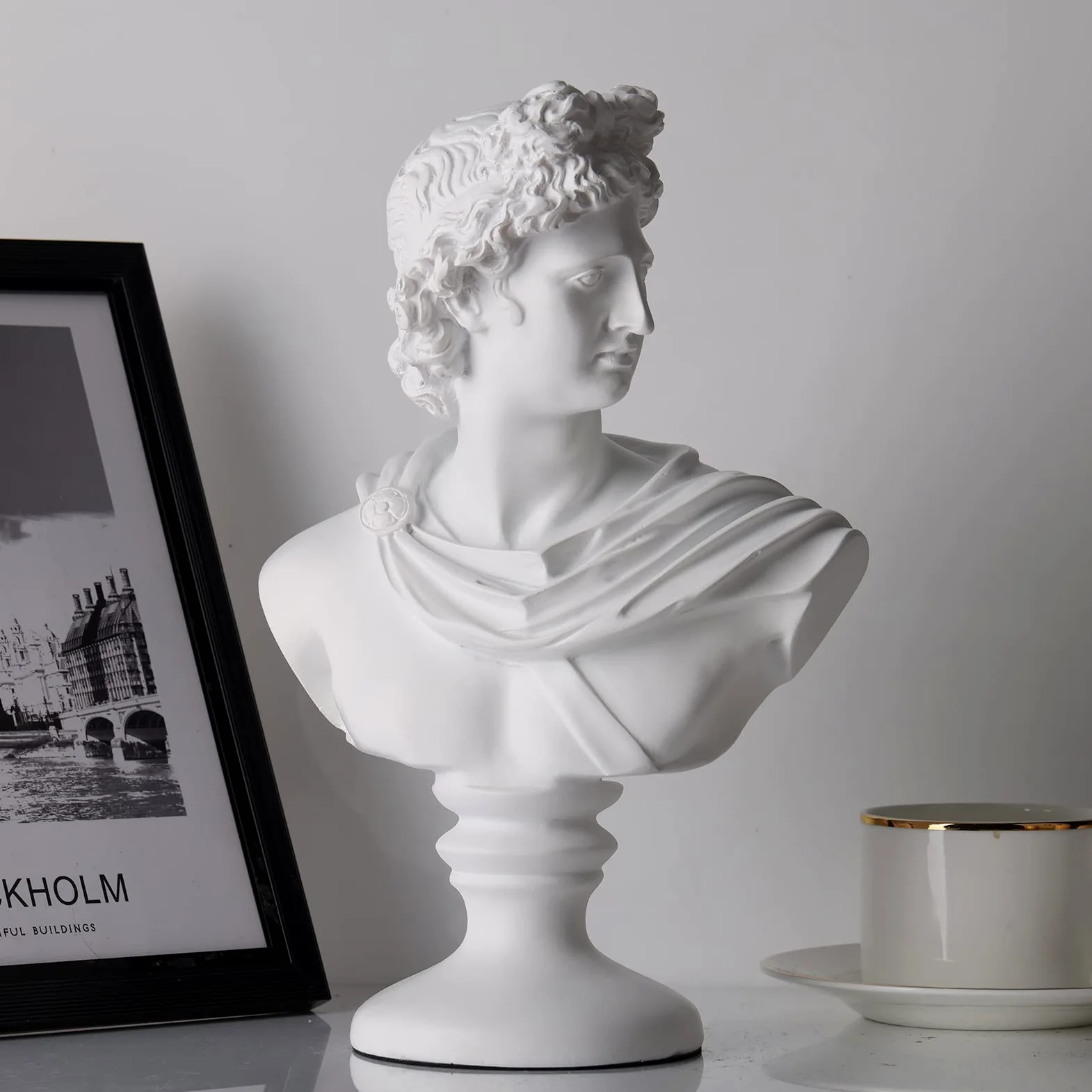 XMGZQ 30cm Statua Decorativa a Forma di Busto di Apollo,David Statue di Resina,Decorazione Classica Della Mitologia Greca Romana,Soprammobile Modern Sculture,David Statuetta Decorative Casa