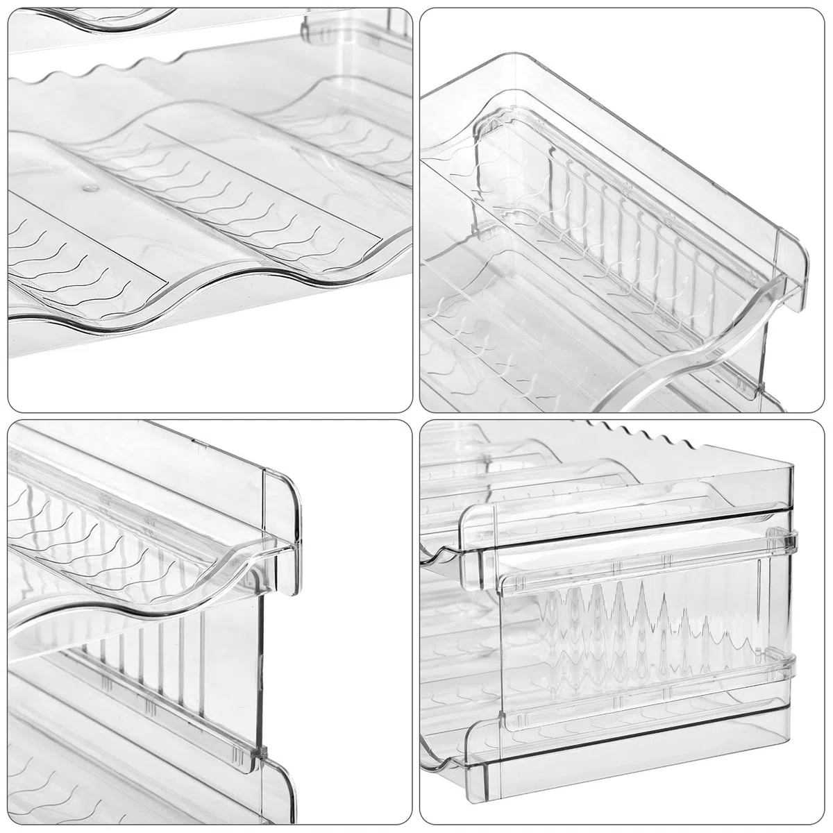 Organizzatore Bottiglie Impilabile Portabottiglie Plastica Frigo Trasparente Scaffale per Bottiglie Acqua e Vino per 16 Bottiglie Bottiglia d'acqua Organizzatore per Frigorifero, Cucina, Dispensa