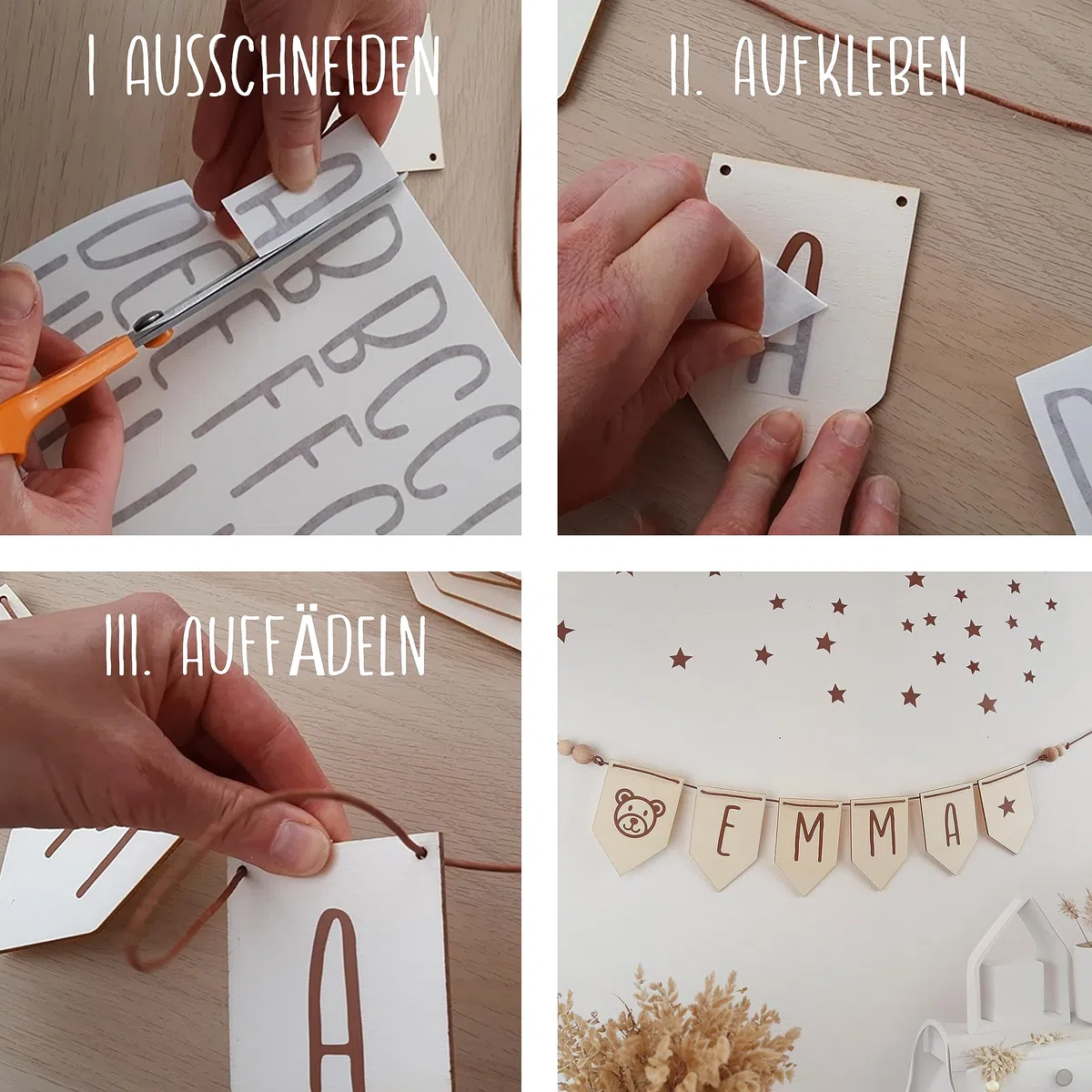 Ghirlanda | bandierine per cameretta dei bambino con nome, set fai da te, made in Germany, decorazione personalizzata