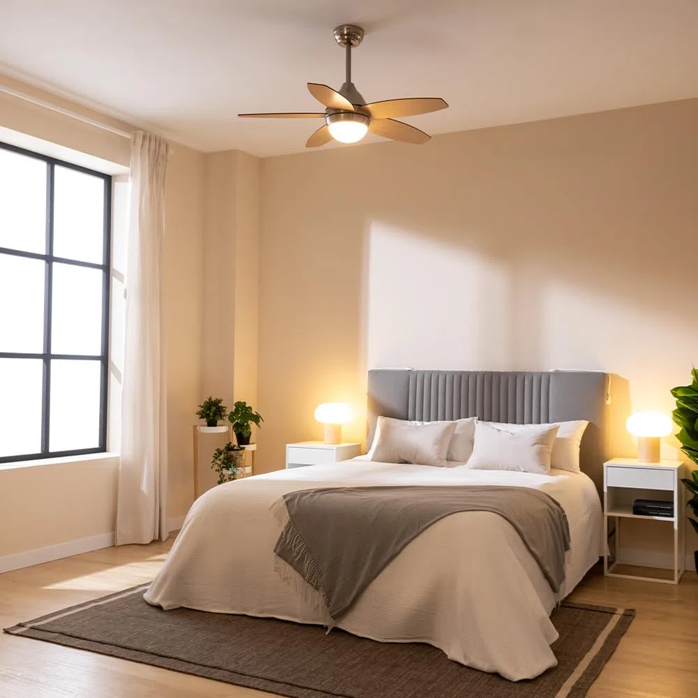 Cecotec Ventilatore da soffitto con luce EnergySilence Aero 495 55 W, diametro 42" con 5 pale reversibili, luce LED, telecomando, timer fino a 8h, 3 velocità