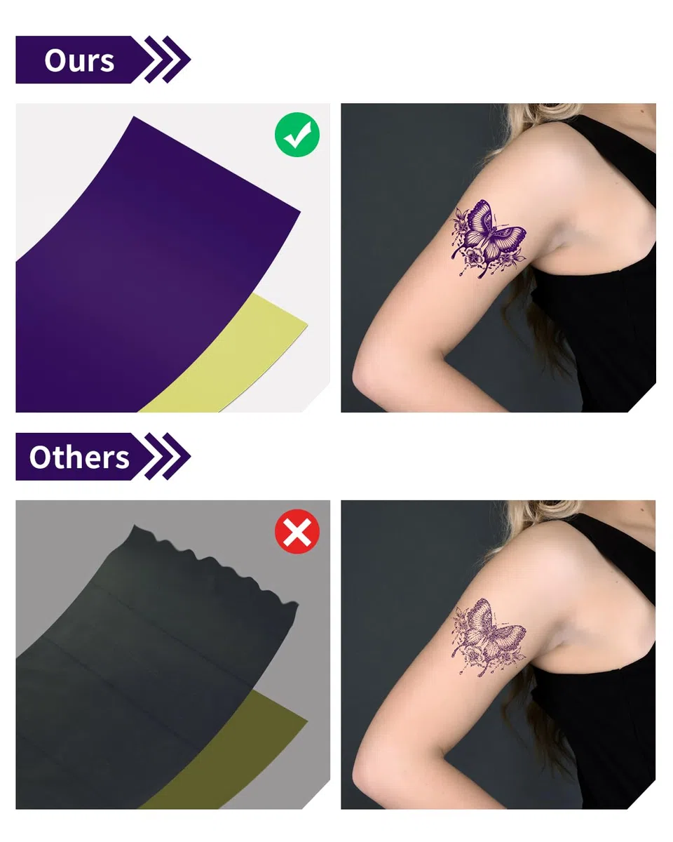 Phomemo Trasferimento Stencil,Tattoo Stencil Paper,100 Fogli Carta per Tatuaggi,Trasferimento di Tatuaggi A4 Tattoo Transfer Papier Compatible with M08F TP81 TP83 TP88 Stampante per Tatuaggi