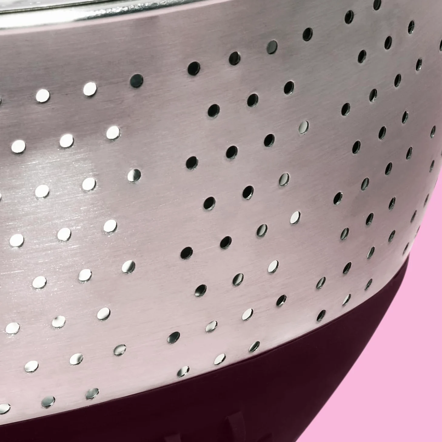 Reishunger Ciotola per bucato in acciaio inox (melanzana) – Colino per lavare riso e verdure – Con base in silicone antiscivolo