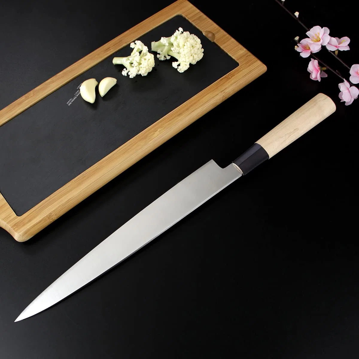 WILDMOK Sushi Sashimi Coltello 25,5 cm con Acciaio Inossidabile Tedesco Yanagiba Chef Coltelli da Cucina per Taglio a Mano Sinistra Sushi, Filetto di Pesce e Affettatura Vegetale