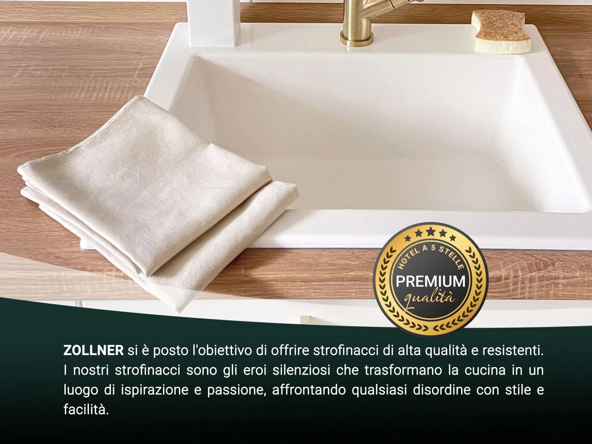 ZOLLNER 4 strofinacci, canovacci da cucina, misto lino, 50x70 cm, bianco grezzo