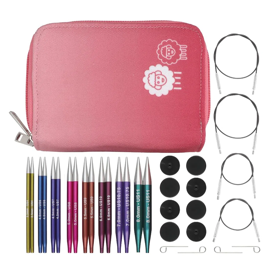 Set ferri da maglia KnitPro Zing, circolari, intercambiabili, punta corta speciale da 10 cm, set Deluxe