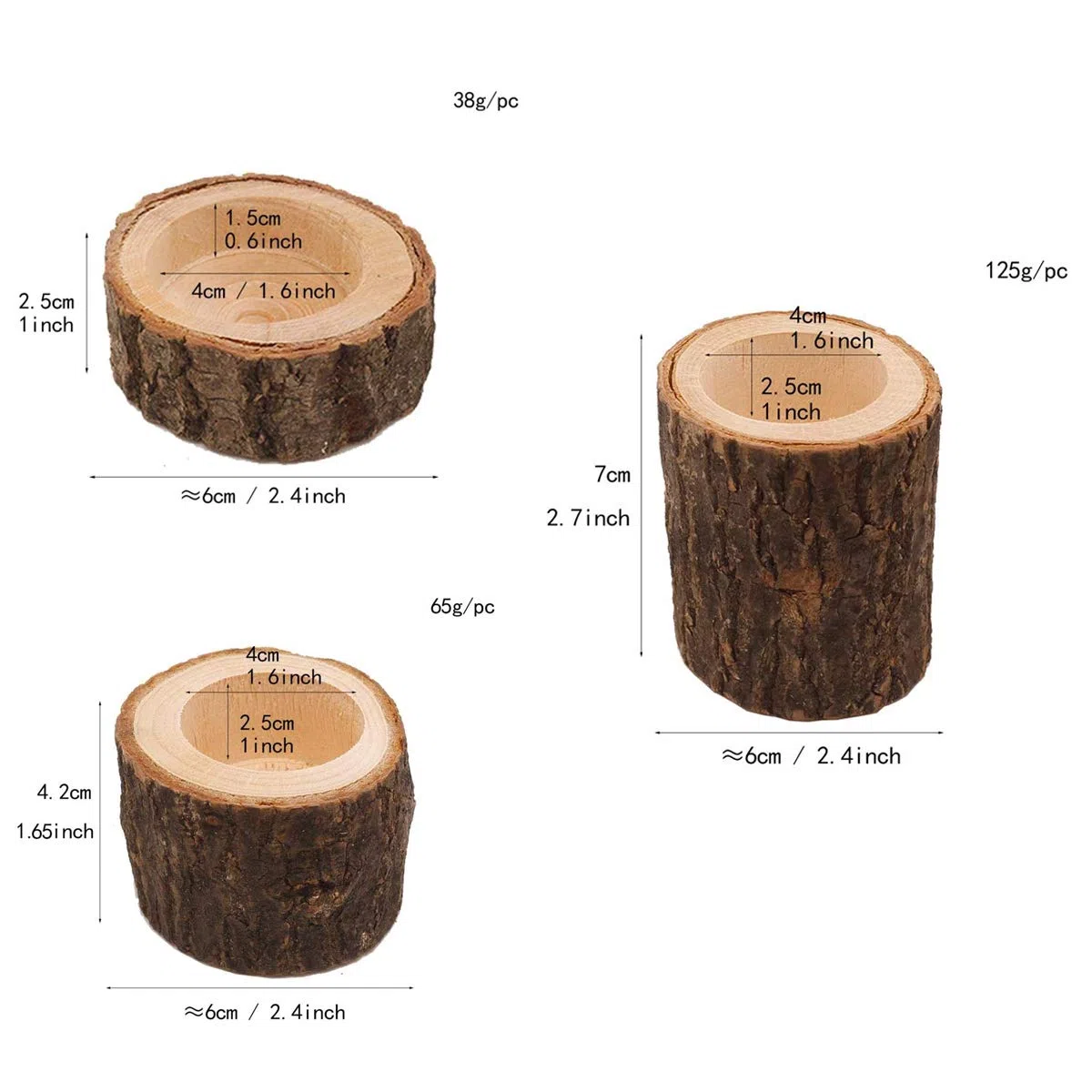 Yikko Portacandele in legno personalizzato, portacandele votivo in legno per centrotavola per matrimoni, feste di compleanno, San Valentino, decorazione per la casa, set da 6